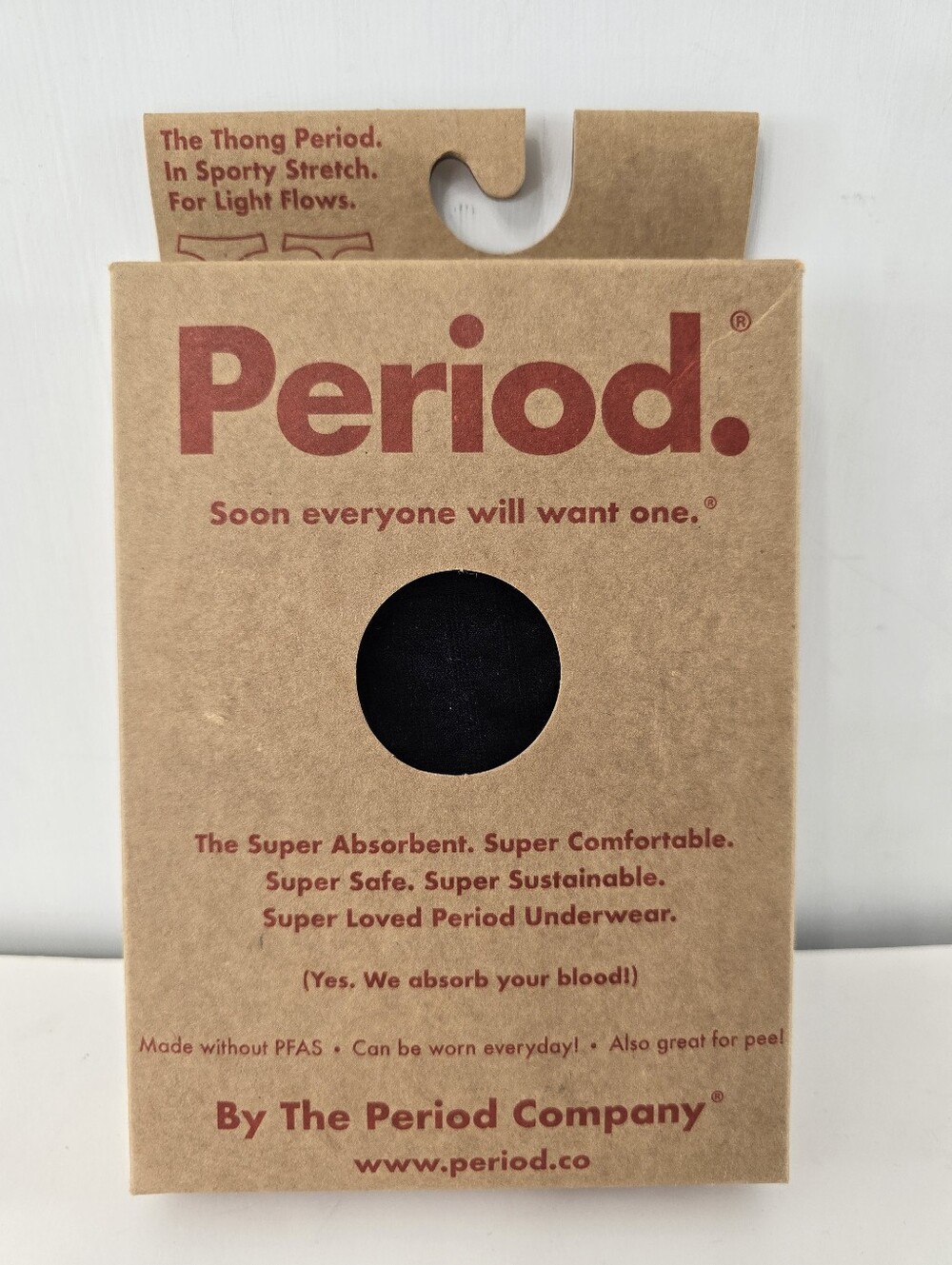 Period. The Thong In Sporty Stretch For Light Flow Organic Cotton Blend NIB Sz L - Picture 3 of 9